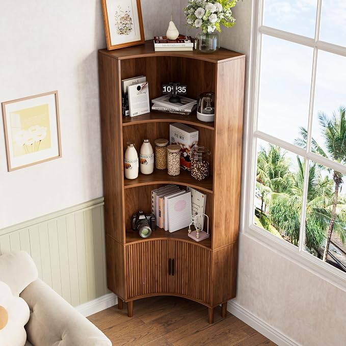 Lxsxlome Fluted Corner Cabinet, 66.928" Tall Corner Floor Cabinet - Image 6