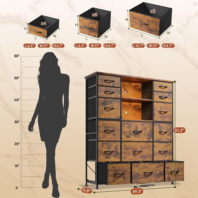 EnHomee 51" H Dresser with 15 Drawers Dresser - Image 3