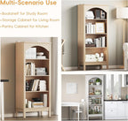 Arched Bookshelf with 4 Tier Open Shelves, Study and Living Room, Modern White - Image 6