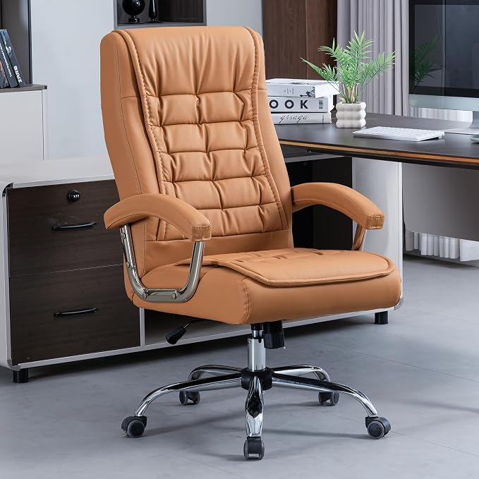 Executive Office Chair Adjustable Leather Chair High Back Swivel Office Desk - Image 2