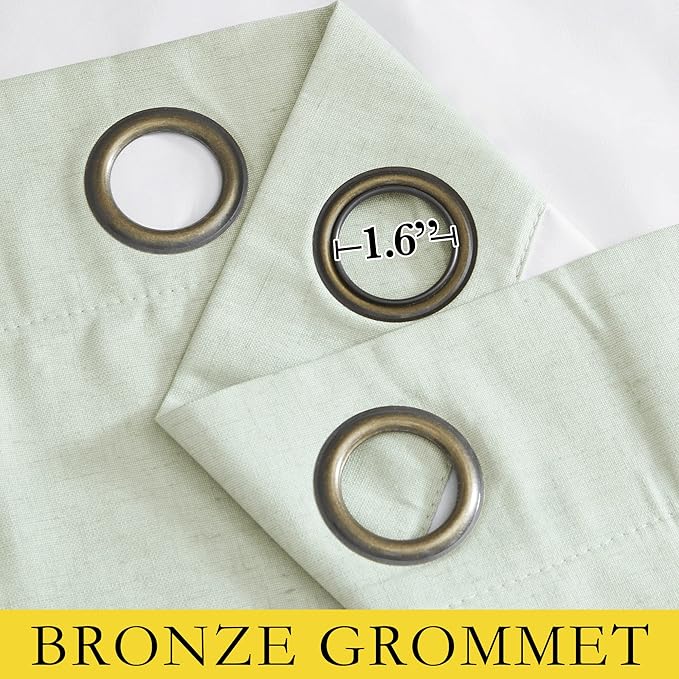 NICETOWN Sage Green Short Kitchen Linen Blackout Curtains 48 inches Length - Image 5