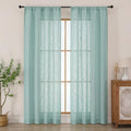 Chyhomenyc Aqua Green Semi Sheer Curtains 84 Inches Long 2 Panels Set, Light by Chyhomenyc