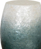 Tylin Ivory and Blue Capiz Ombre Drum Accent Table - Image 14