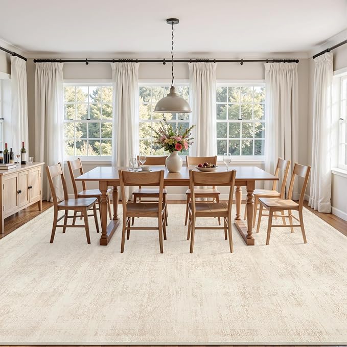 10x12 Area Rugs Living Room: Bedroom Washable Carpet Retro Beige | Large - Image 3