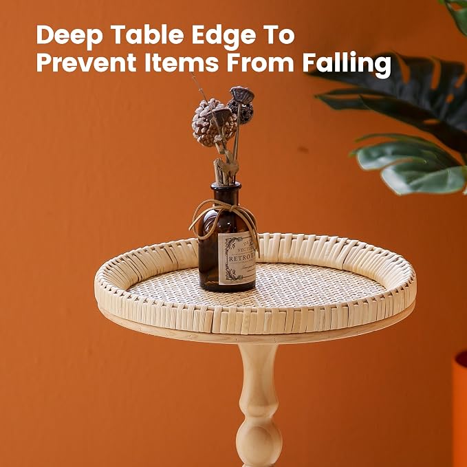 Drink Table，Rattan Round Small Side Table - Image 6