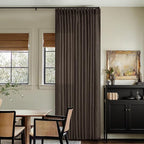 Dark Chocolate 84 Inch Pinch Pleated Semi Sheer Linen Curtains 2 Panels | - Image 6