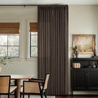 Dark Chocolate 96 Inch Pinch Pleated Semi Sheer Linen Curtains 2 Panels | - Image 8