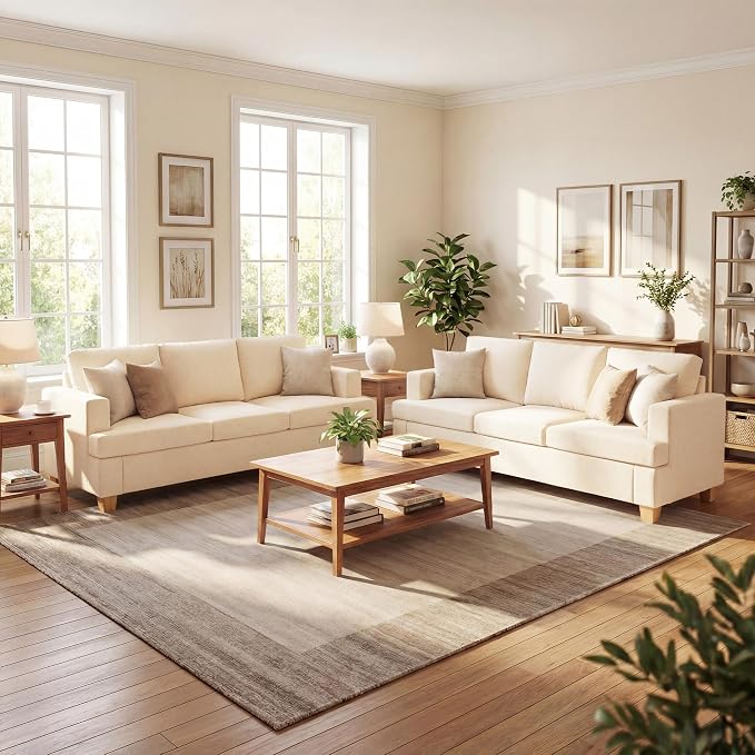 YOUDENOVA 2 Piece Set Comfy Sofa Couch, 2 3-Seater Sofa by YOUDENOVA