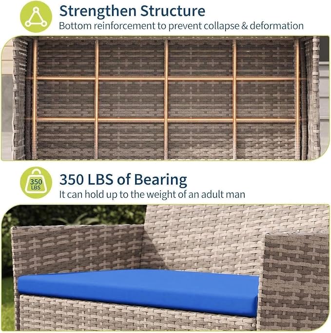 4-Piece Outdoor Furniture Set, PE Rattan Wicker Chairs - Image 5