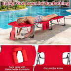 Goplus Tanning Chair, Folding Adjustable Patio Lounger w/Face Arm Holes - Image 5