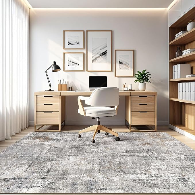 LOONGRUG Area Rug 5x7 Washable Neutral Modern Living Room Rugs Grey Rust | - Image 8