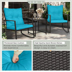 SUNCROWN 3 Piece Outdoor Rocking Bistro Set Black Wicker Furniture Porch Chairs - Image 6