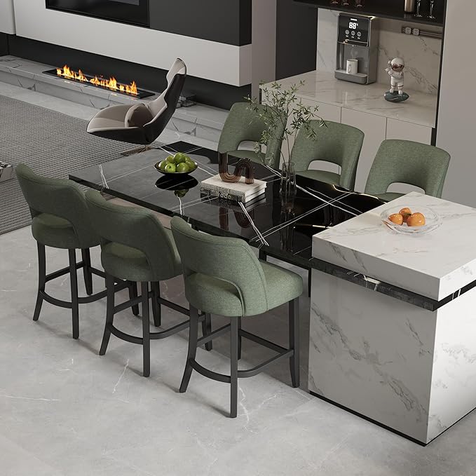 VKNOW Bar Stools Set of 6, Modern Counter Stools by VKNOW