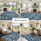 Washable Rugs 8x10 Area Rug for Living Room, Dining Room- Tree Blue | Ultra - Image 5
