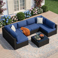 7-Piece Outdoor Patio Furniture Set, Modular PE Rattan Sectional Sofa by JAMFLY