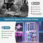 Large Display Cabinet with Glass Doors, 8-Tier RGB Curio Cabinet with Smart - Image 7