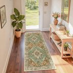 RELEANY Washable Area Rug, Runner 2'x6', Brick/Brown/Green | Non-Slip, Water - Image 4