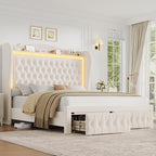 King Bed Frame 55" Tall Headboard by KeyluvHome