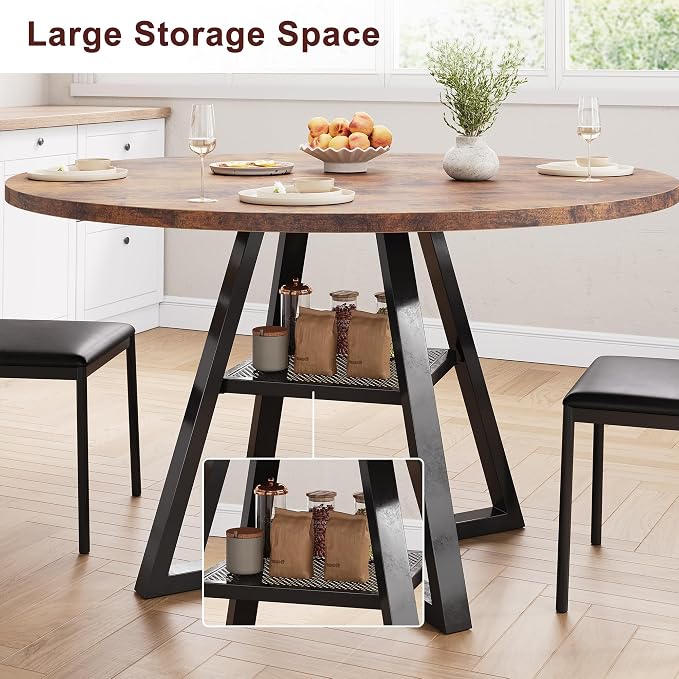Jocoevol Round Dining Table for 4, Kitchen Dining Room Circle Dinner Pedestal - Image 6