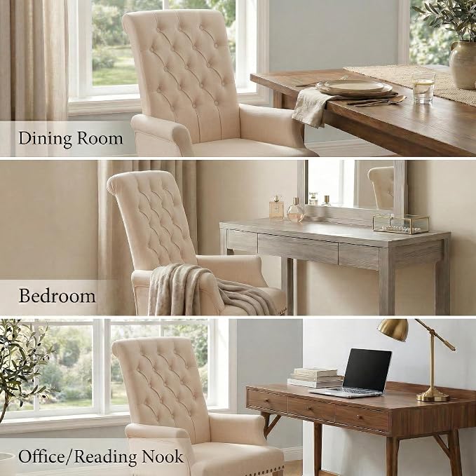 Modern Upholstered Fabric Dining Chairs Set of 2, Accent Chairs - Image 5
