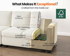 CHIC HOUSE Middle Module for Modular Couch, Corduroy Customizable Chaise - Image 7