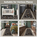 Black Hallway Runner Rug 2x4 for Bedroom Kitchen | Ultra-Thin; Boho Style; Low - Image 5