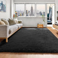 Black Area Rugs for Bedroom Living Room, Fluffy Fuzzy Shaggy 4x6 Bedside Rug by ONASAR