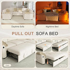 Hanherry Sectional Couch with Pull Out Sofa Bed, Chenille Sleeper Sofa with 2 - Image 3