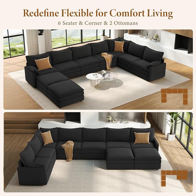 Vesgantti Large Modular Sectional Sofa, Big Comfy Cloud Couch - Image 7