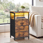 Fixwal Night Stand with Charging Station, LED Nightstand with Fabric Drawers - Image 3