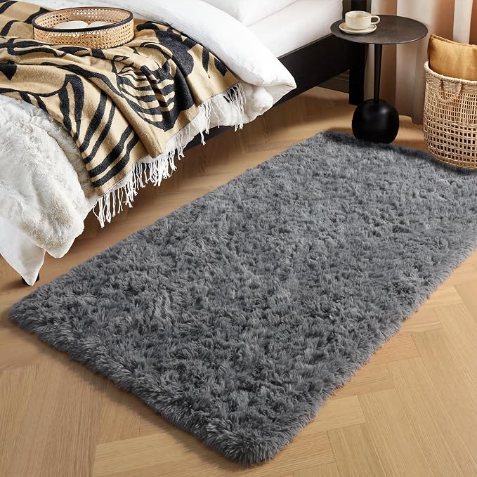 Grey Small Bedroom Rugs 2x4 Ft, Plush Washable Runner Rugs - Image 8