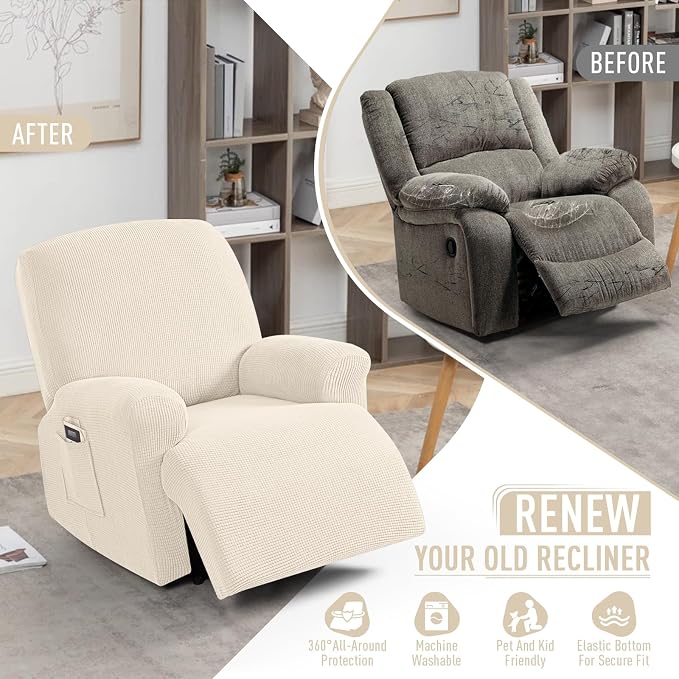 TAOCOCO Recliner Cover 4-Pieces, Recliner Stretch Sofa Slipcover, Recliner - Image 4