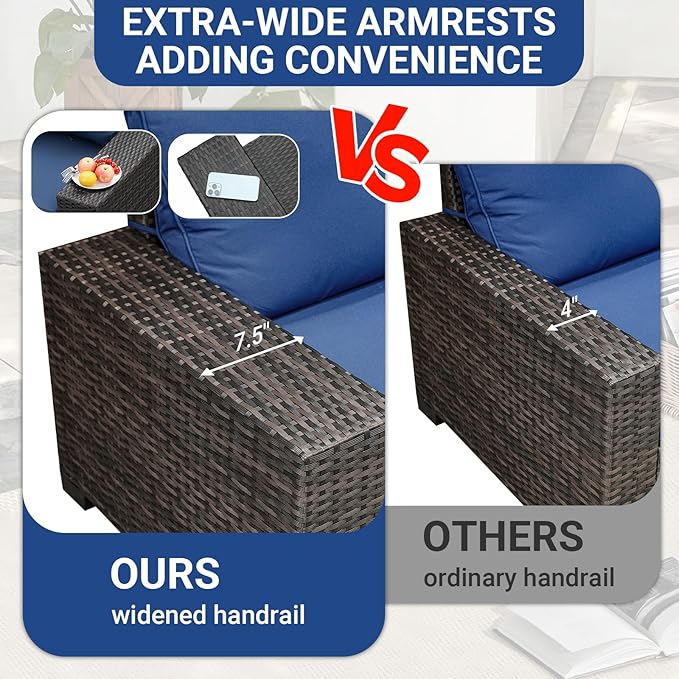 Jing's Villa 6-Piece Patio Furniture Set, All-Weather Outdoor Wicker Sectional - Image 2