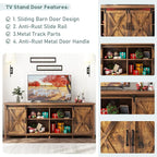 70" Farmhouse TV Stands for 70 75 80inch TV w/Adjustable Shelves, Sliding Barn - Image 4