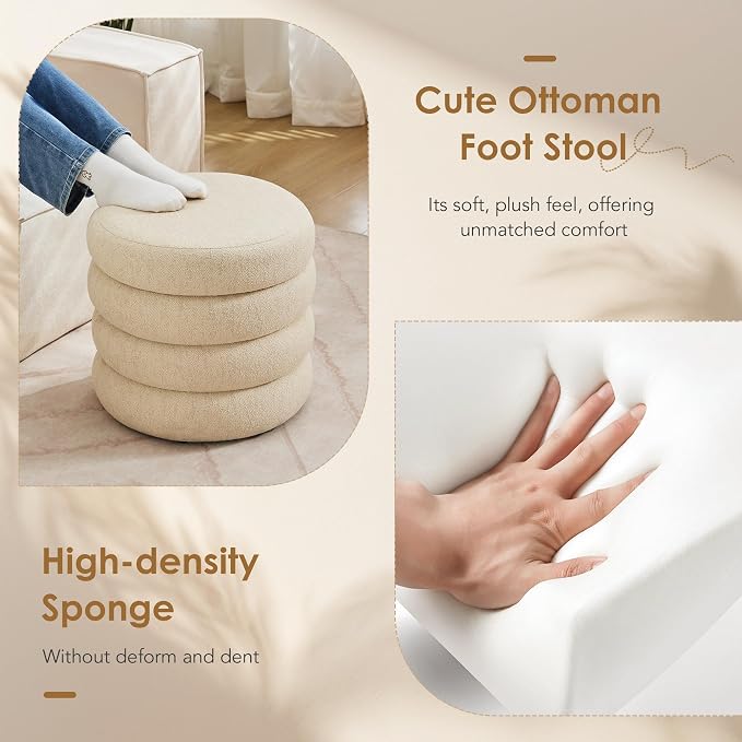 Flouki 19.5" Storage Ottoman Round, Vanity Stools - Image 6