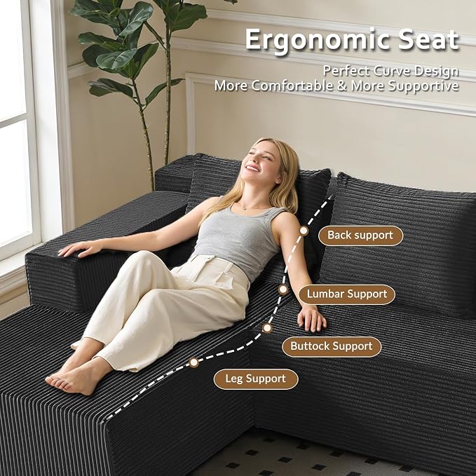 ANONER 103" L Shaped Modular Couch, Modular Sectional Sofa - Image 5