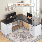 SEDETA Farmhouse 69" Executive L Shaped Desk, Home Office Desk - Image 8