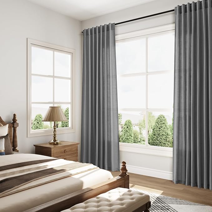 Blazer Grey Cutains Morden Linen Blend Light Filtering Back Tab Curtains - Image 8
