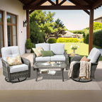 ovios 5-Piece Patio Furniture Set, Outdoor Wicker Sofa by OVIOS