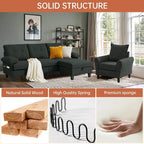 2PCS Sectional Sofa Set with Ottoman, Modern Linen 4 Seater Couch Set with Side - Image 4