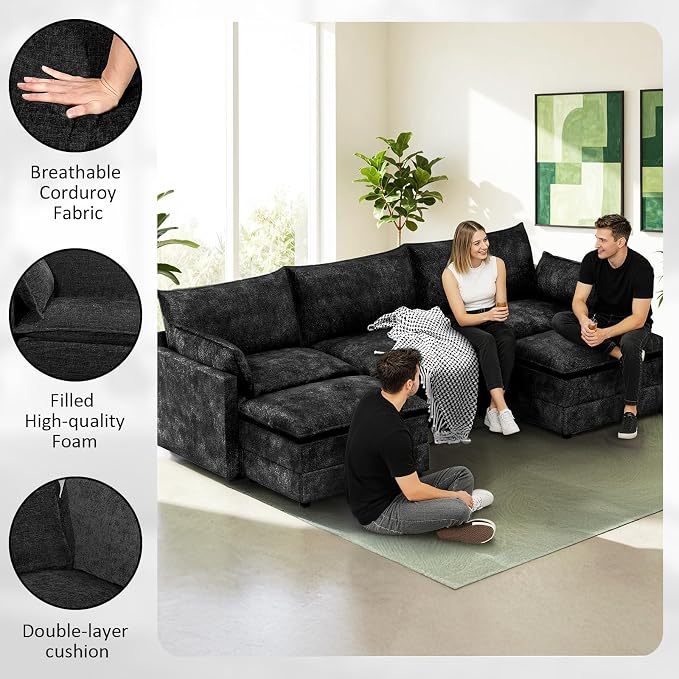 LEVELEVE 112.5" U-Shape Modular Sofa - Image 6