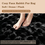 Black Rabbit Plush Rug 3'x5', Fluffy Shaggy Area Rug - Image 4