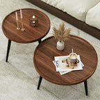 2 Pcs Mid Century Modern Coffee Table Round by Home