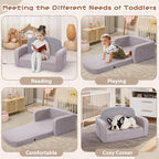 Foryoomi Extra Wide Kids Couch, 2-in-1 Soft Toddler Couch - Image 4