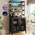 Aheaplus Bar Cabinet with Power Outlets, Coffee Bars Station by Aheaplus