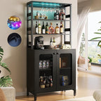 Aheaplus Bar Cabinet with Power Outlets, Coffee Bars Station by Aheaplus