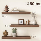 36Inch Walnut Floating Shelves for Wall, 12 Inch Deep Shelves for Bedroom - Image 3