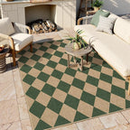 Lahome Checkered Easy Jute 5x7 Outdoor Rug, Washable Rugs - Image 3