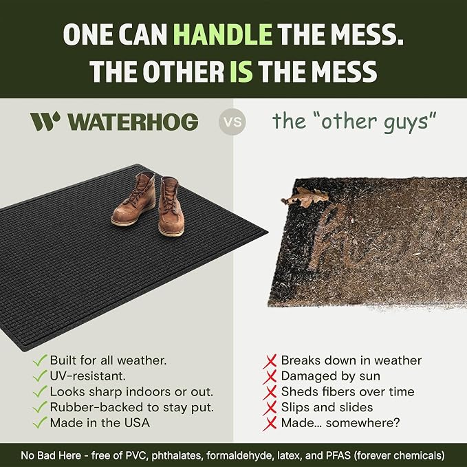 WaterHog Squares Front Door Mat Indoor Outdoor Entrance, All-Weather Mats | - Image 5