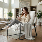 LukeAlon Modern Sherpa Accent Armchairs Set of 2, Upholstered Living Room Chairs - Image 3